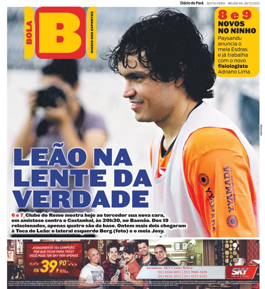 Capa do Bola, edição de sexta-feira, 28
