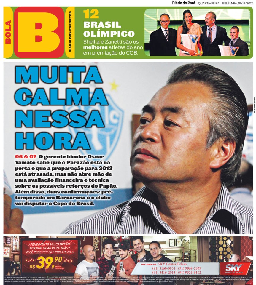 Capa do Bola, edição de quarta-feira, 19.
