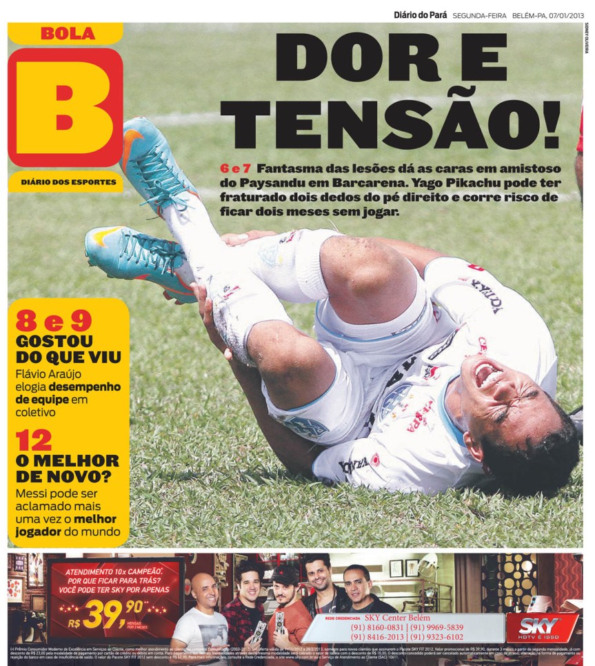 Capa do Bola, edição de segunda-feira, 07