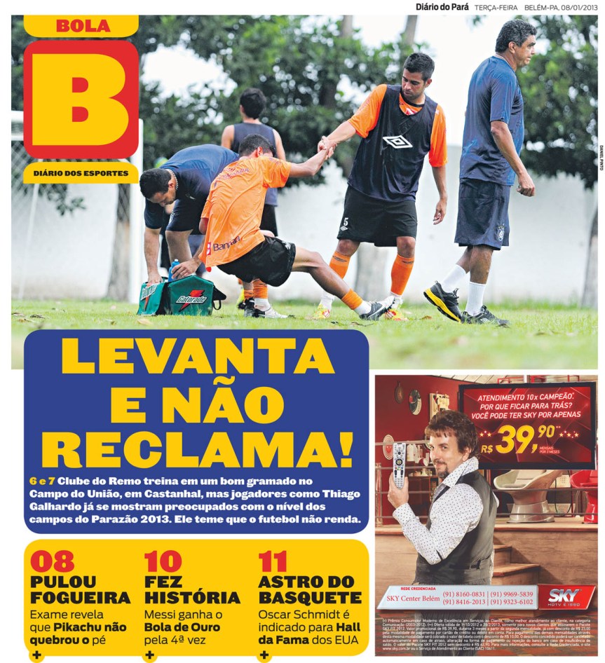 Capa do Bola, edição de terça-feira, 08