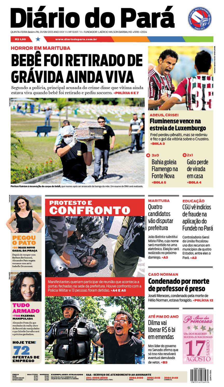 capa jornal quinta 01-08-2013