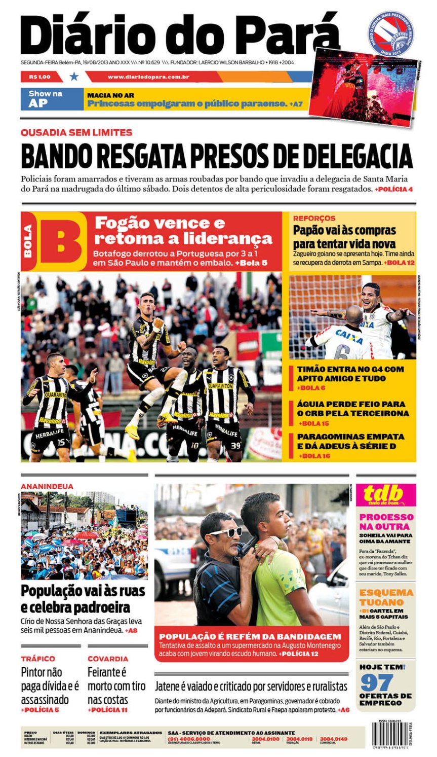 capa jornal -segunda 19-08-2013