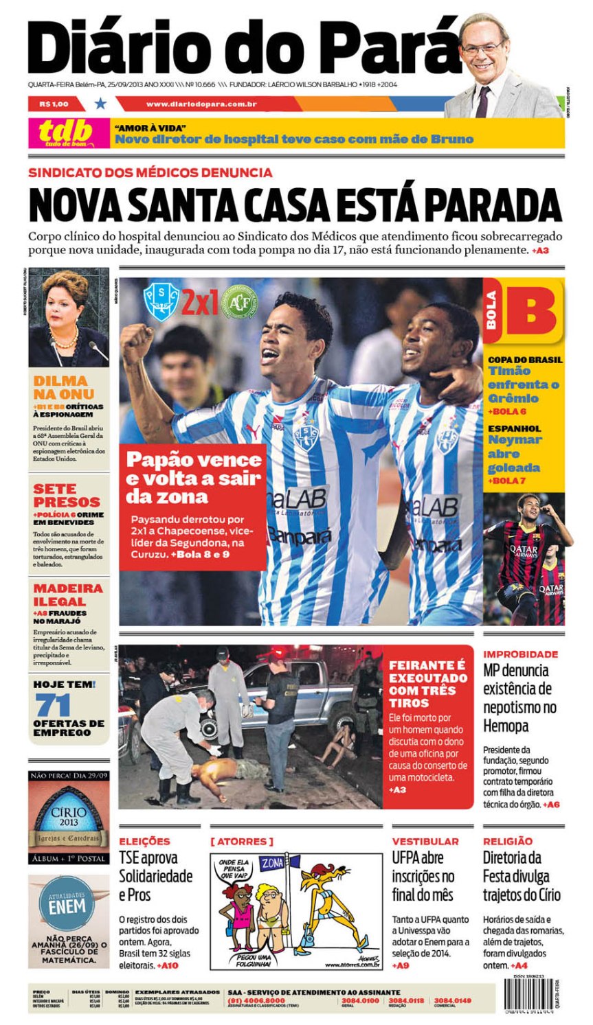 capa quarta-feira 25-09-2013