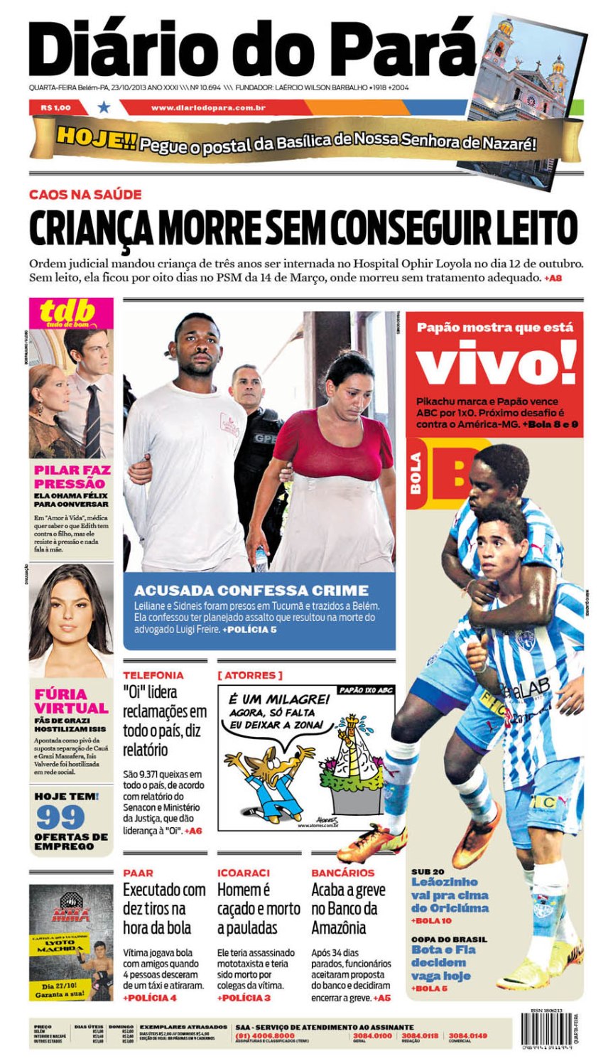 capa quarta-feira 23-10-2013